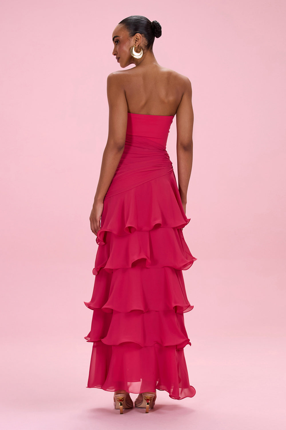 VESTIDO LONGO FLORAL CHIFFON VERMELHO