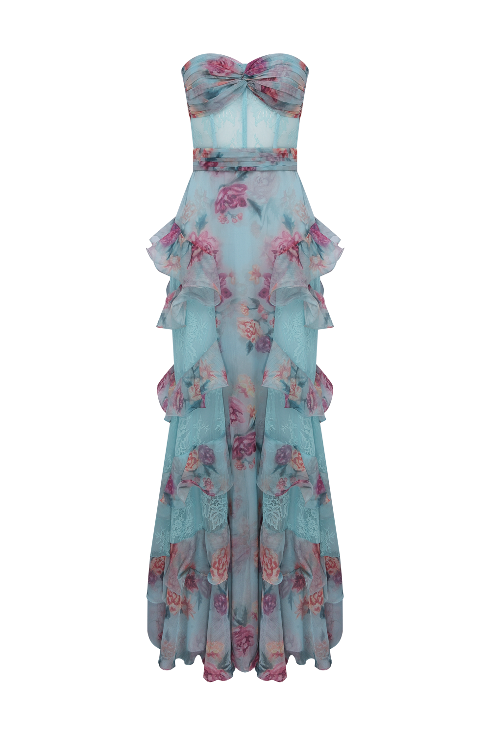 VESTIDO LONGO FLORA MIST AZUL