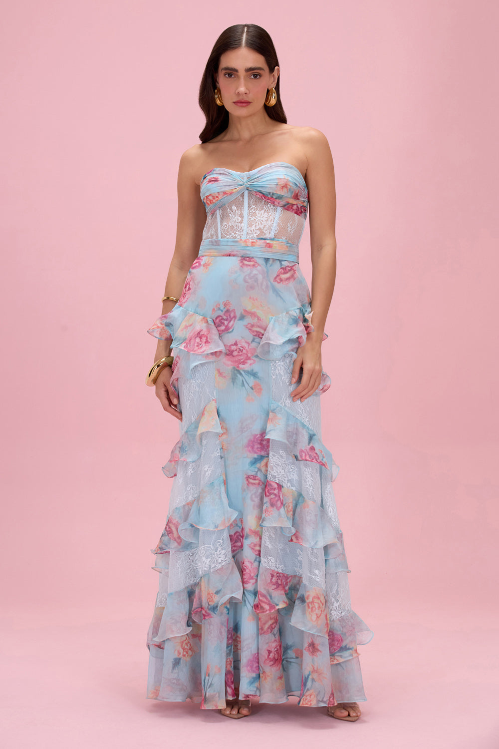 VESTIDO LONGO FLORA MIST AZUL