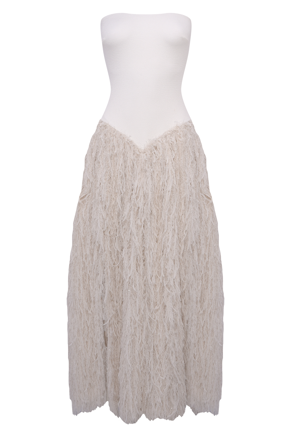 VESTIDO LONGO LUCIA FRINGE OFF WHITE