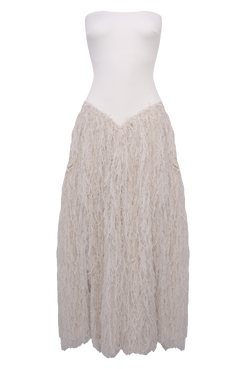 VESTIDO LONGO LUCIA FRINGE OFF WHITE