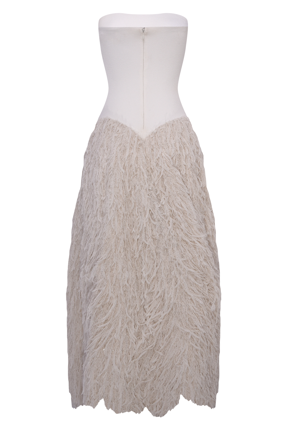 VESTIDO LONGO LUCIA FRINGE OFF WHITE