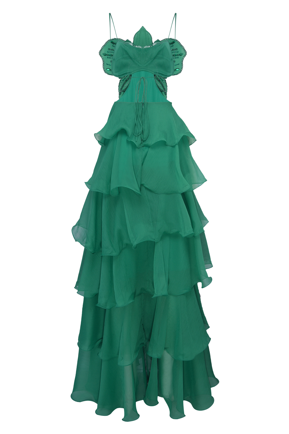 VESTIDO LONGO FLORAL CHIFFON VERDE