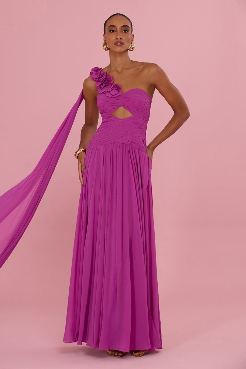 VESTIDO LONGO CHIFFON NAIA  ROXO