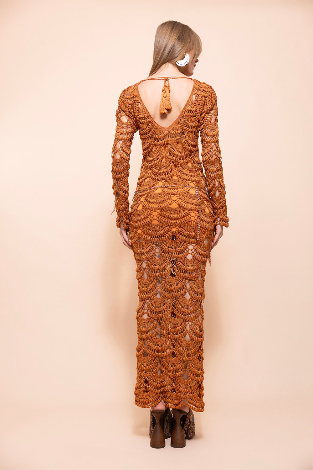 VESTIDO LONGO ANTONIA CROCHET
 LARANJA