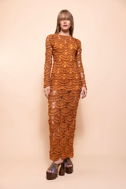VESTIDO LONGO ANTONIA CROCHET
 LARANJA