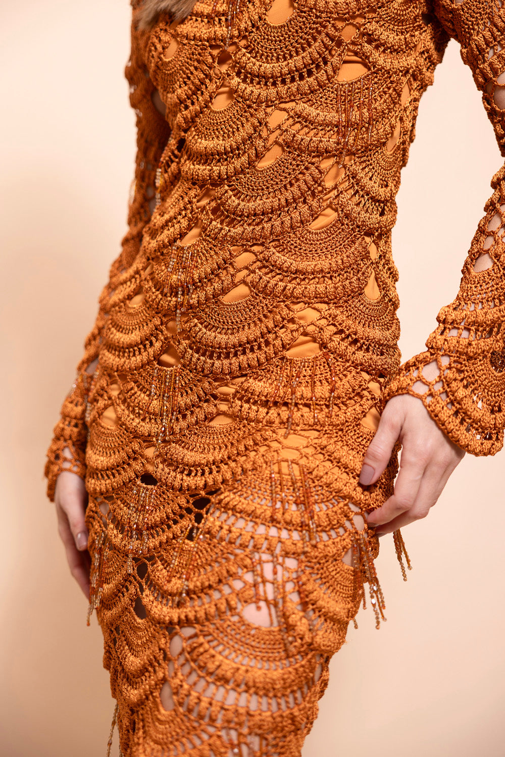 VESTIDO LONGO ANTONIA CROCHET
 LARANJA