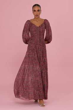 VESTIDO LONGO ROSE MIRAGE LUREX  MARROM