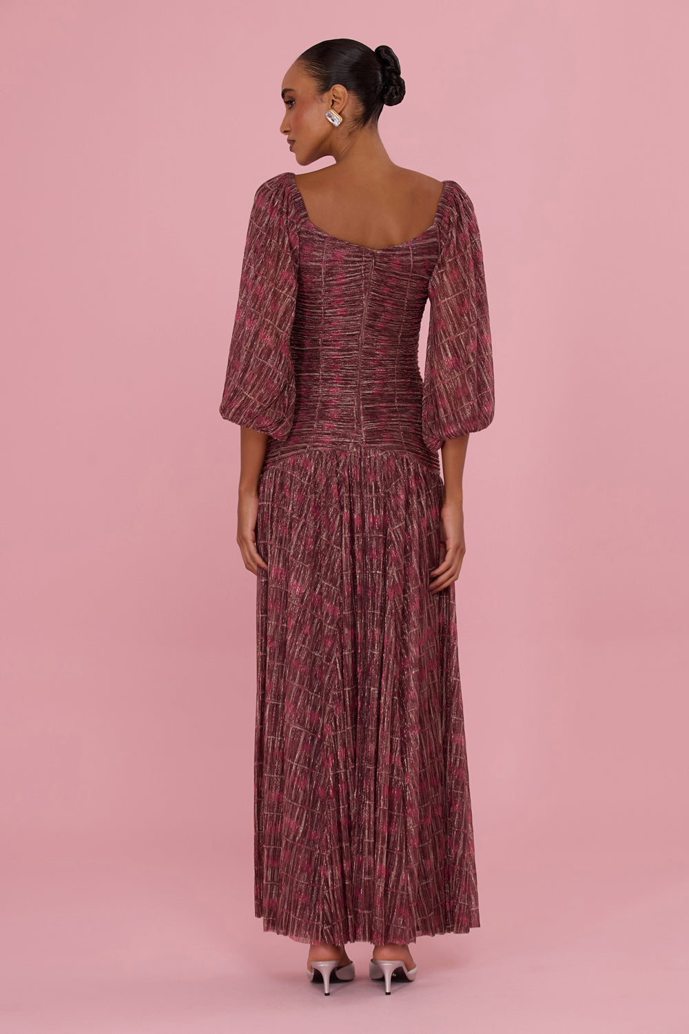VESTIDO LONGO ROSE MIRAGE LUREX  MARROM