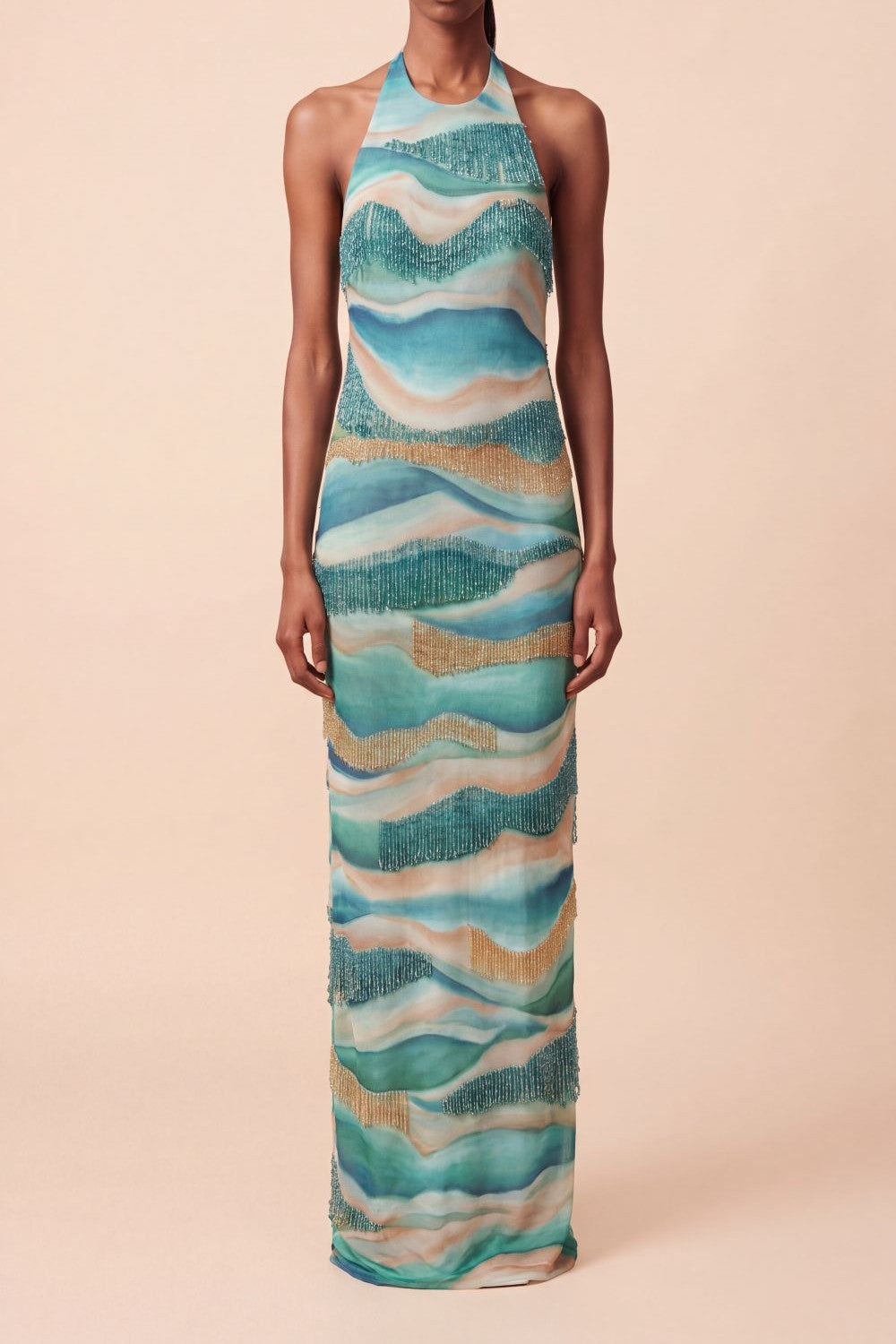 VESTIDO LONGO WAVES HALTER VERDE