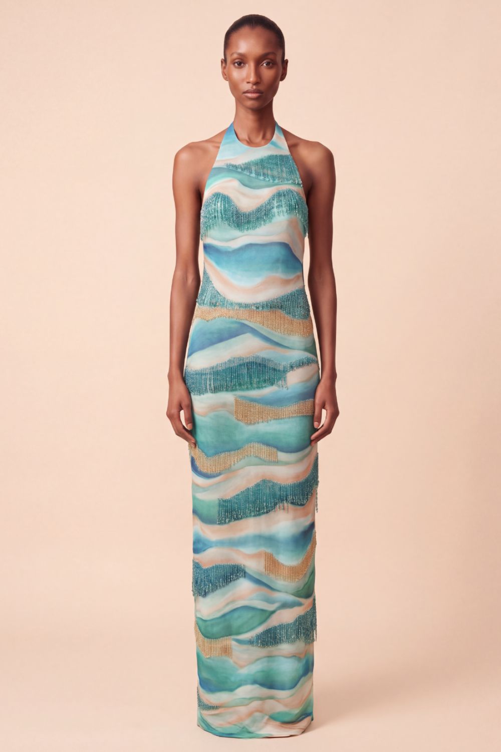 VESTIDO LONGO WAVES HALTER VERDE