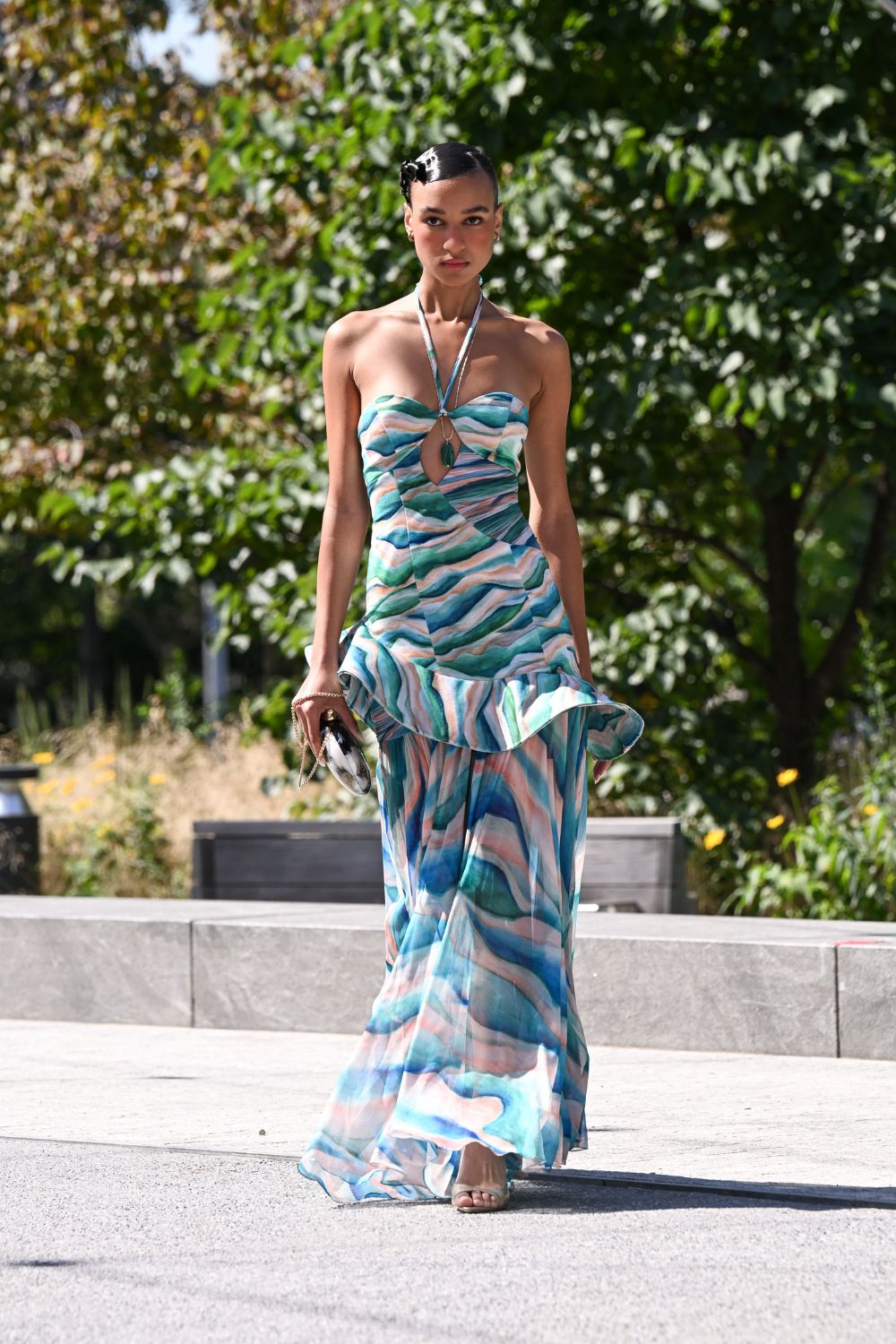 VESTIDO LONGO WAVES HALTER VERDE