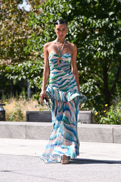 VESTIDO LONGO WAVES HALTER VERDE