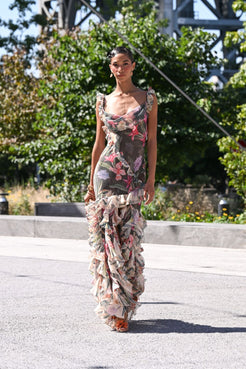 VESTIDO LONGO BURLE FLORA 
 VERDE