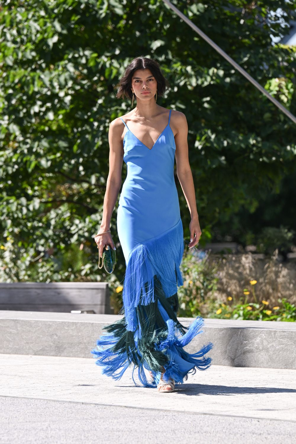 VESTIDO LONGO ATLÂNTICA FRINGE AZUL