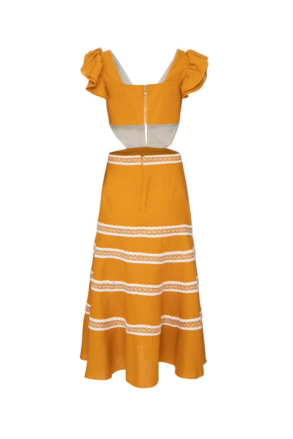 VESTIDO MÍDI ARGOLA PALHA DESERT AMARELO