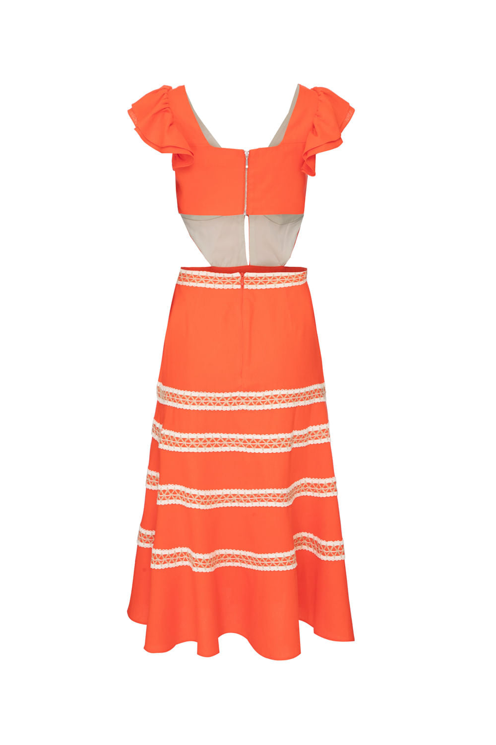 VESTIDO MÍDI ARGOLA PALHA DESERT LARANJA