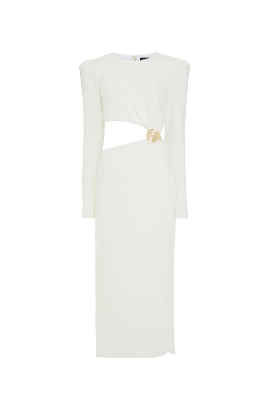 VESTIDO MIDI MALHA MERIAN OFF WHITE