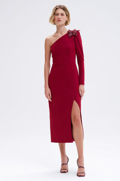 VESTIDO MIDI CREPE MYSTIQUE  VERMELHO ESCURO