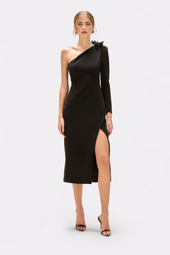 VESTIDO MIDI CREPE MYSTIQUE  PRETO