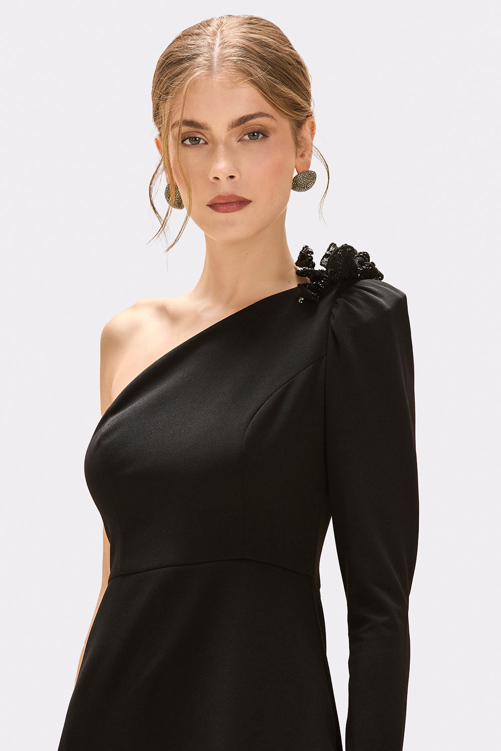 VESTIDO MIDI CREPE MYSTIQUE  PRETO