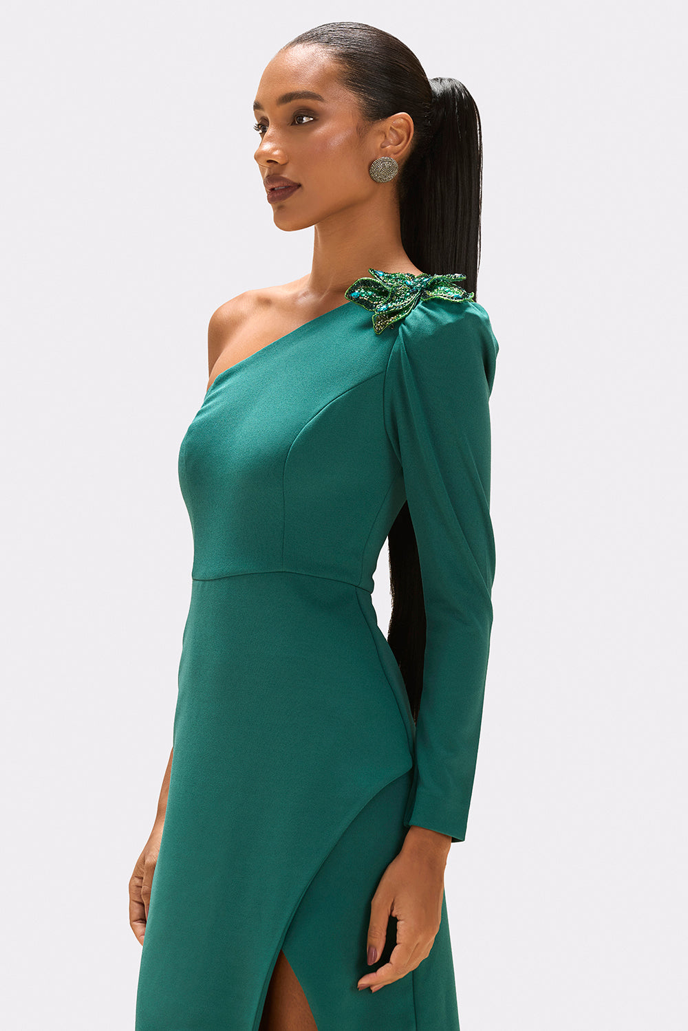 VESTIDO MIDI CREPE MYSTIQUE  VERDE ESCURO