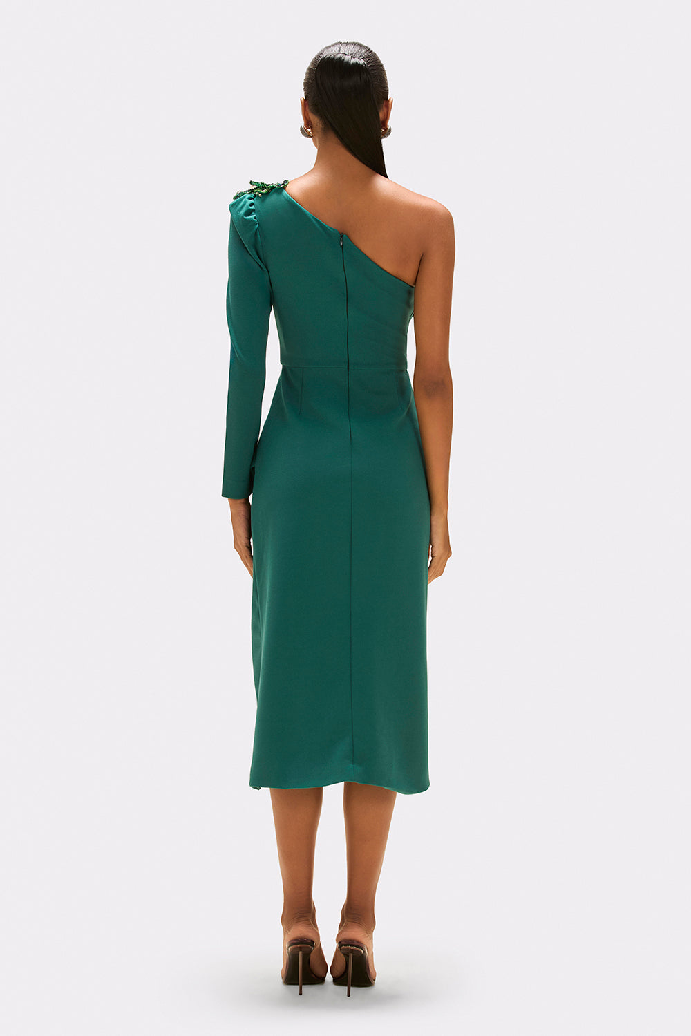 VESTIDO MIDI CREPE MYSTIQUE  VERDE ESCURO