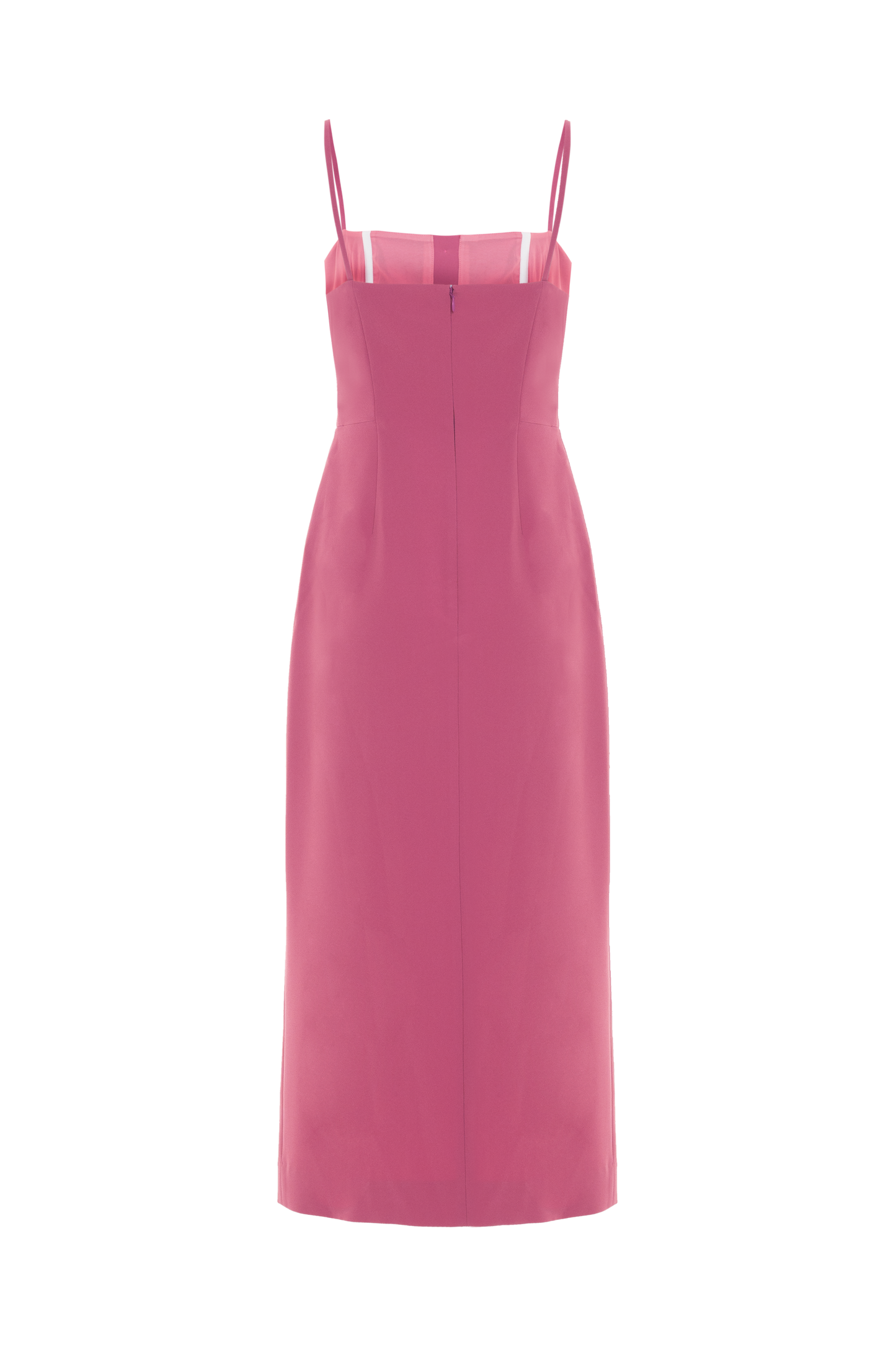 VESTIDO MIDI CREPE GOLDENTIME ROSA ESCURO