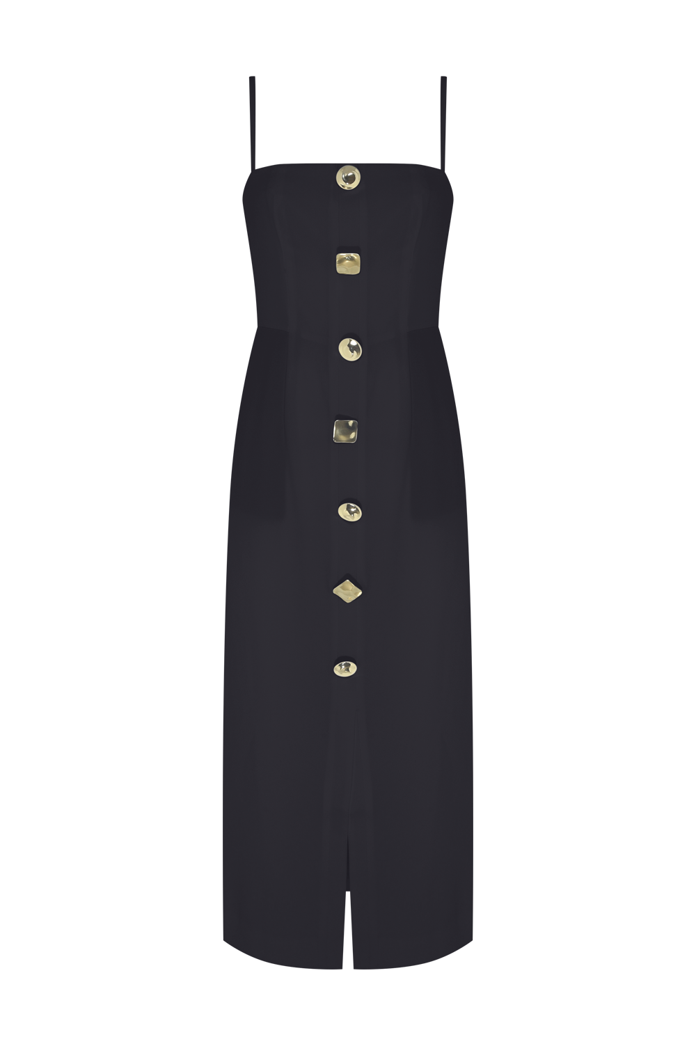 VESTIDO MIDI CREPE GOLDENTIME PRETO