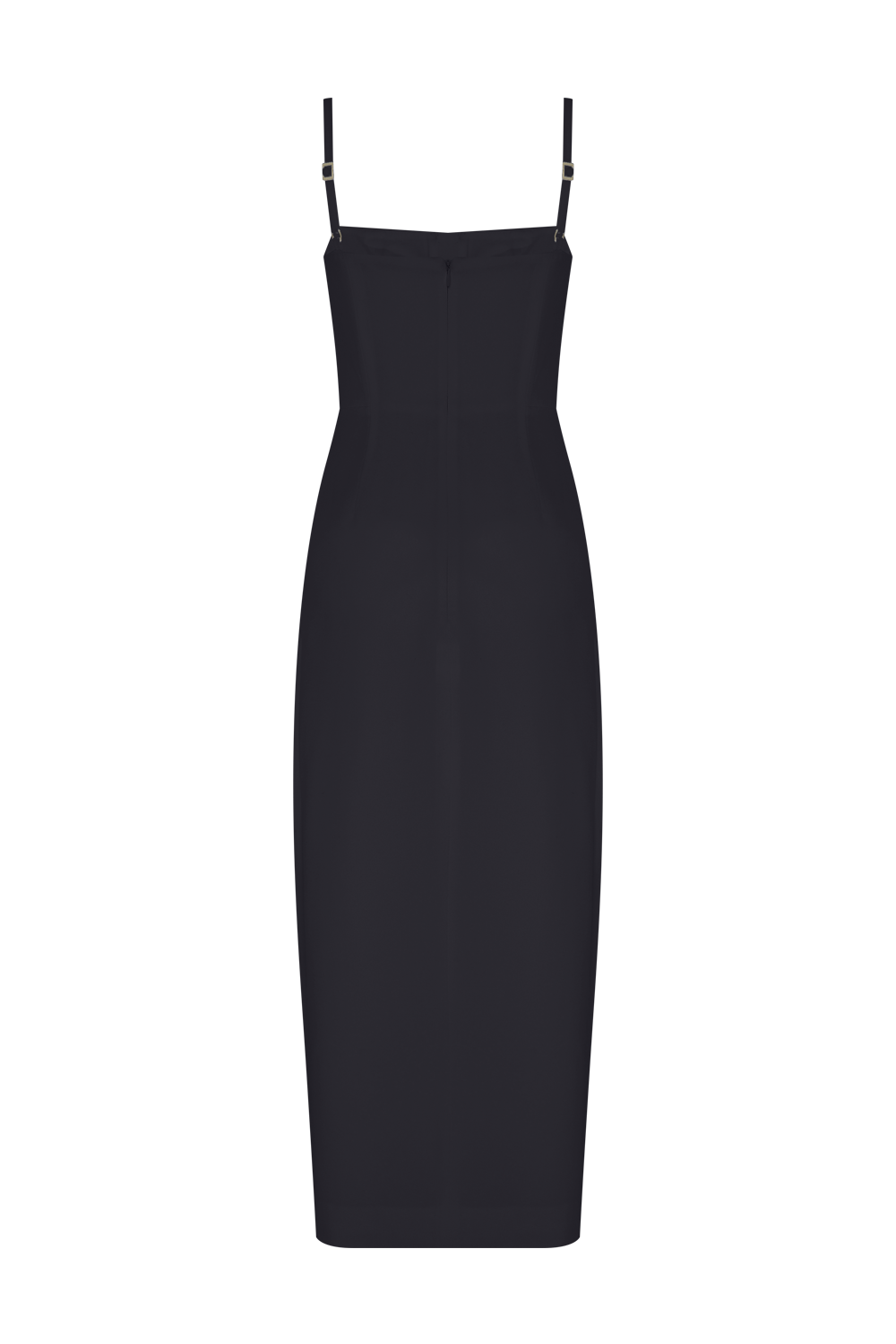 VESTIDO MIDI CREPE GOLDENTIME PRETO
