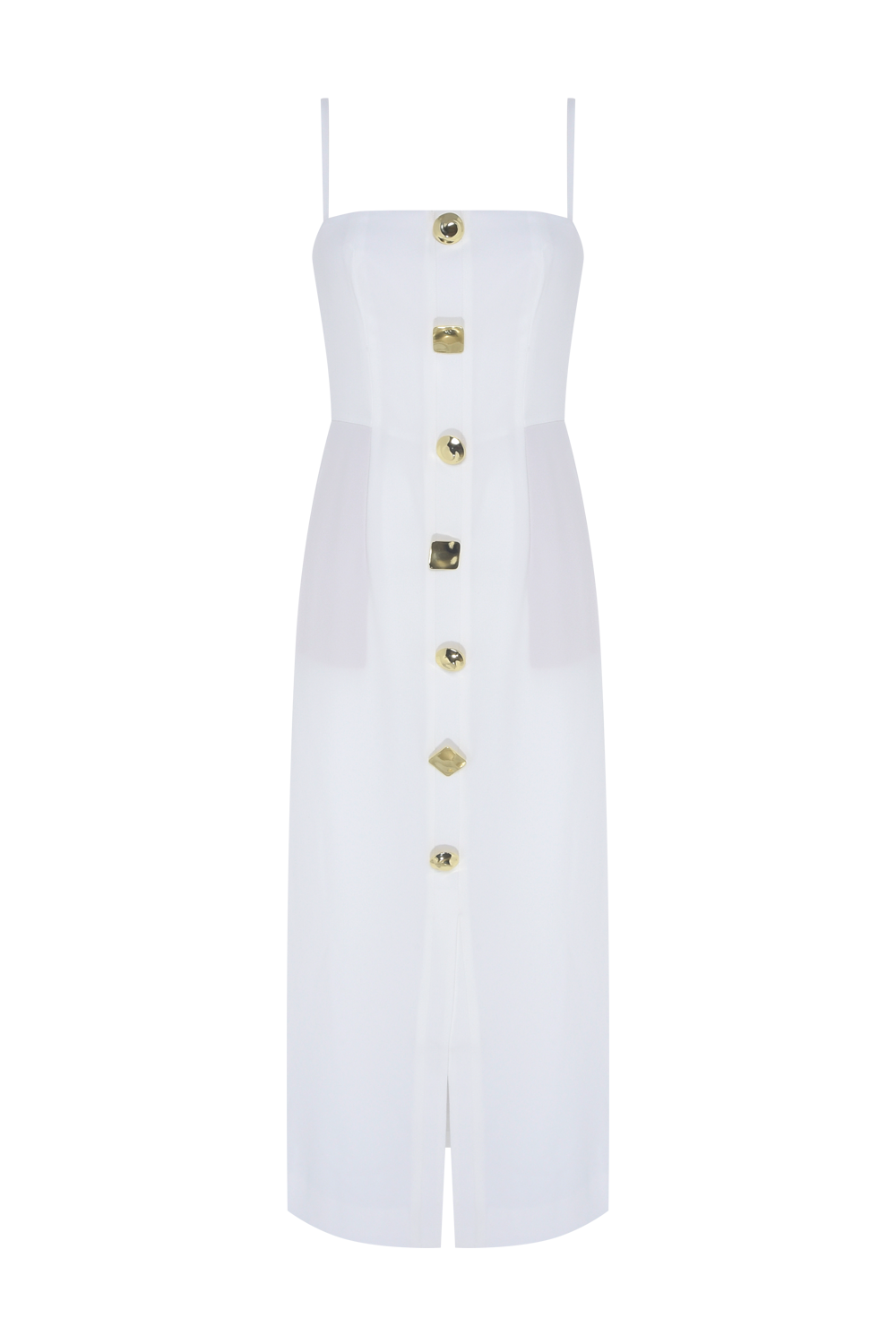 VESTIDO MIDI CREPE GOLDENTIME OFF WHITE