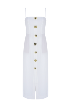 VESTIDO MIDI CREPE GOLDENTIME OFF WHITE