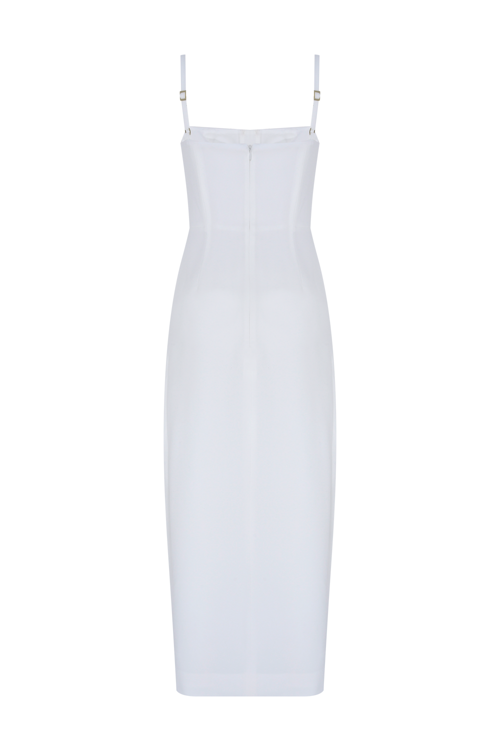 VESTIDO MIDI CREPE GOLDENTIME OFF WHITE
