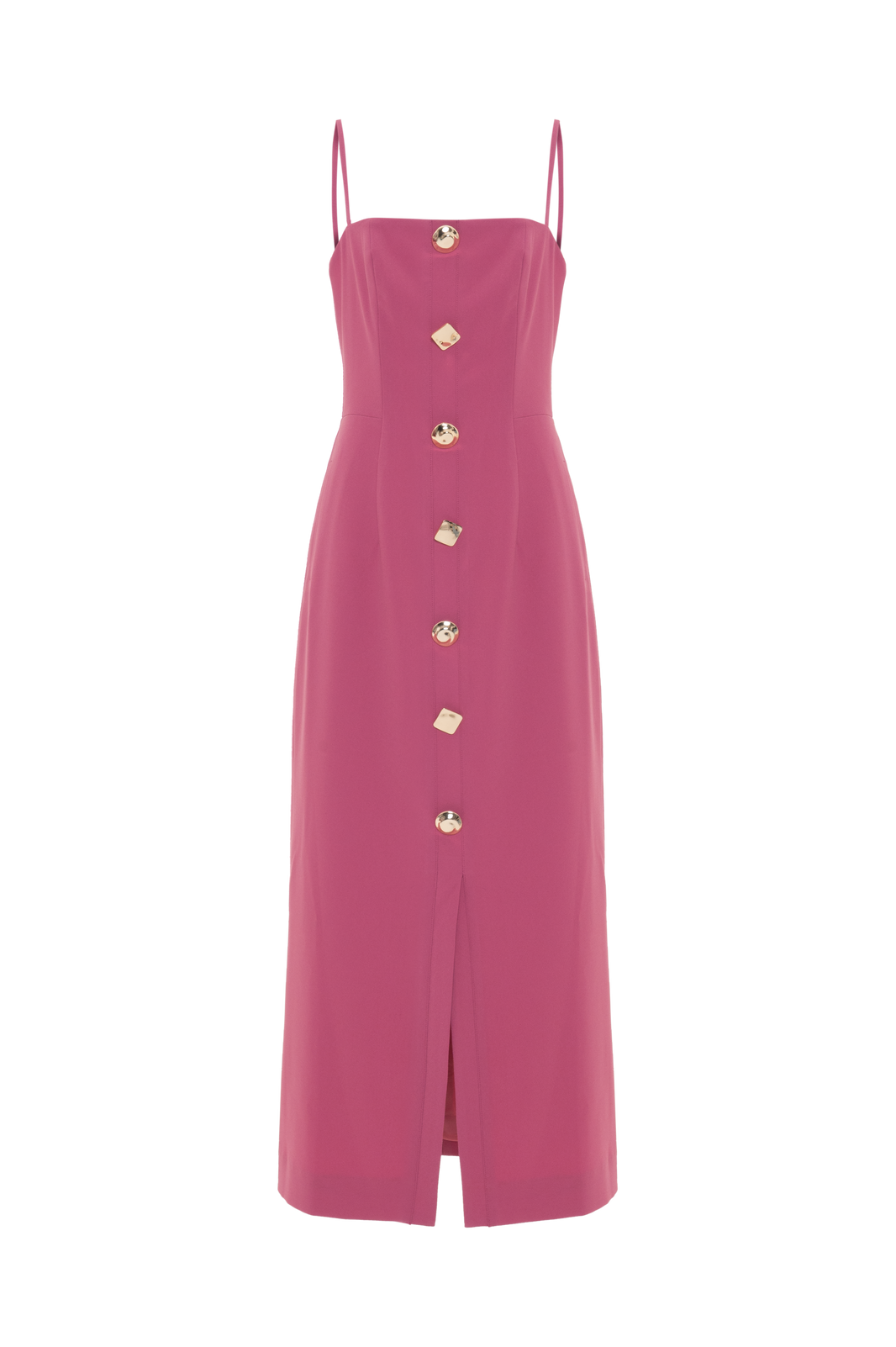 VESTIDO MIDI CREPE GOLDENTIME ROSA ESCURO