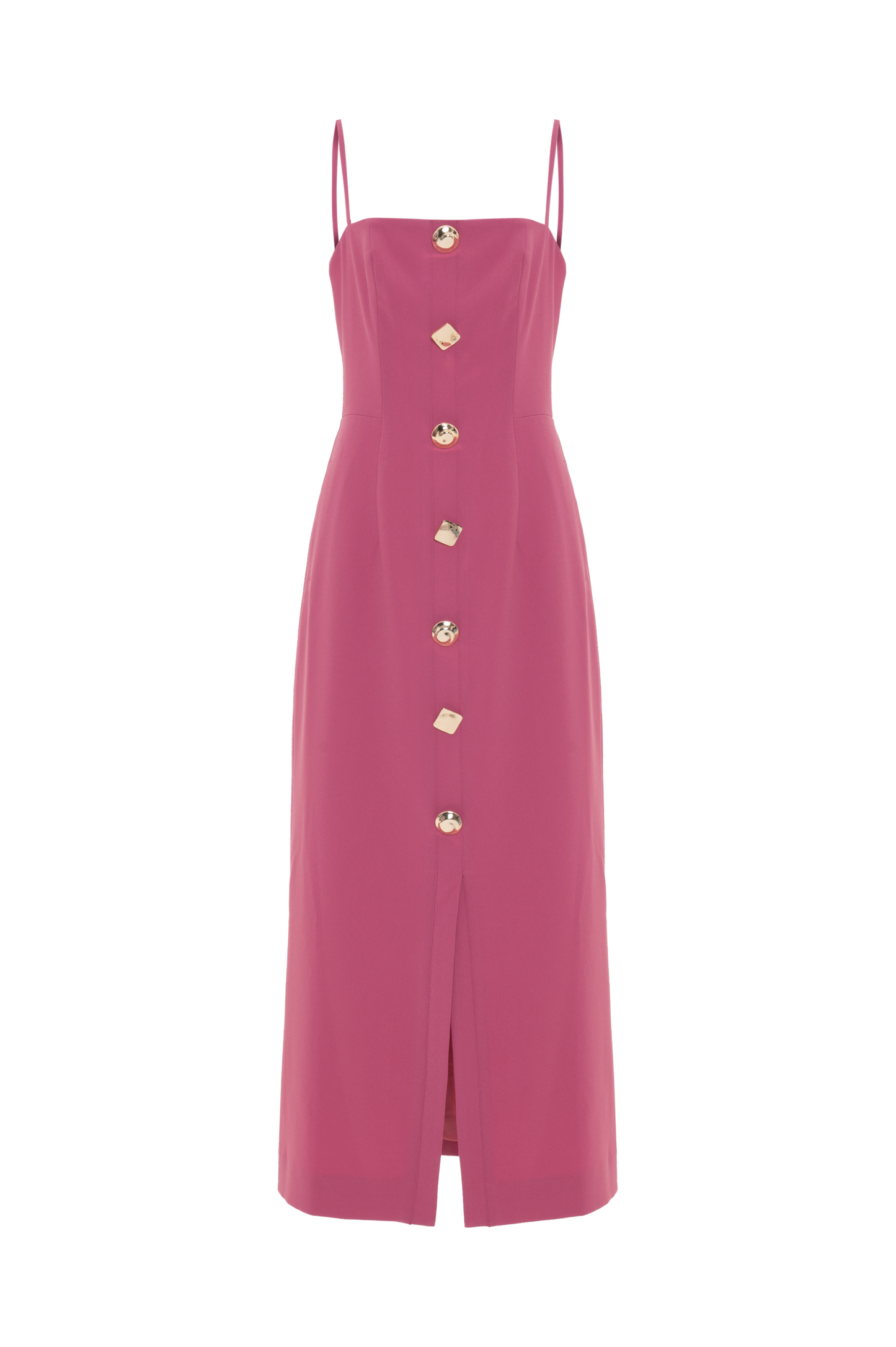VESTIDO MIDI CREPE GOLDENTIME ROSA ESCURO