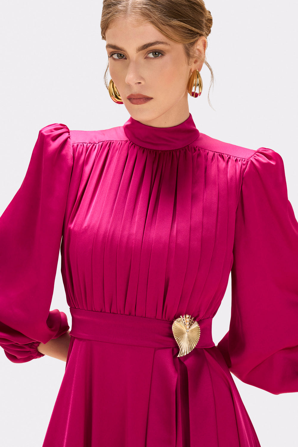 VESTIDO MIDI CETIM DREAM ROSA ESCURO