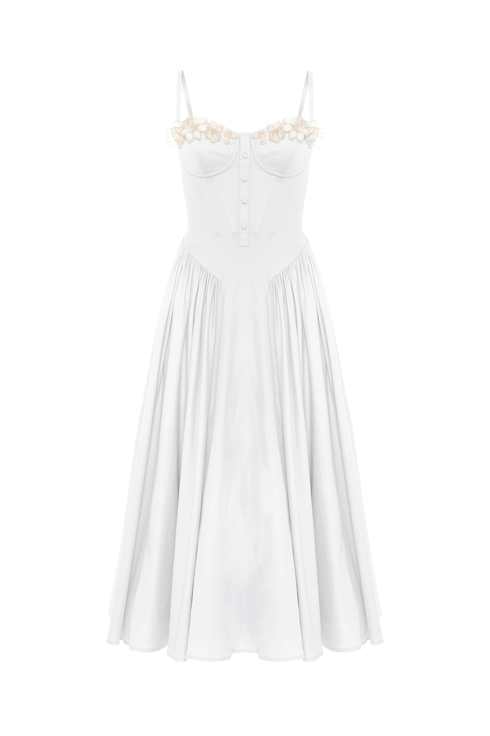 VESTIDO MIDI FLUTTER TRICOLINE  OFF WHITE