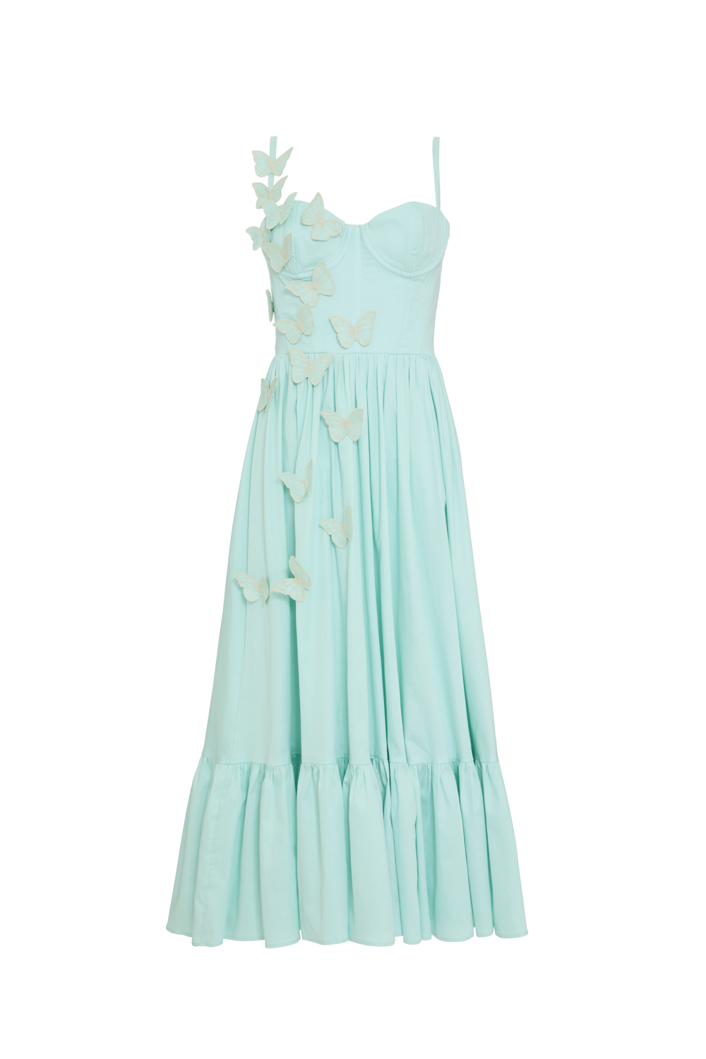 VESTIDO MIDI FLUTTER TRICOLINE  VERDE CLARO