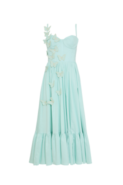 VESTIDO MIDI FLUTTER TRICOLINE  VERDE CLARO