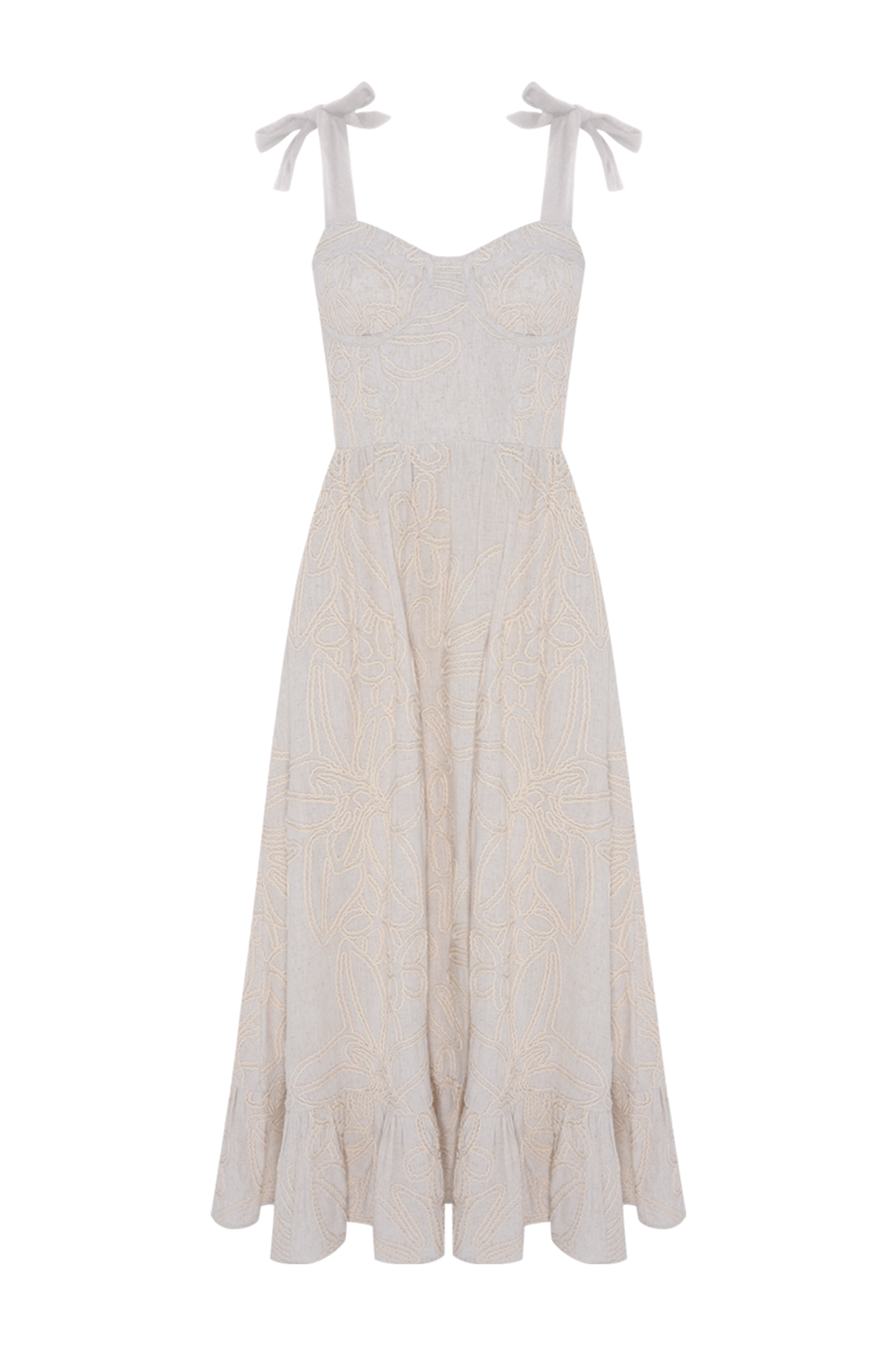 VESTIDO MIDI LINHO ASAS  BEGE
