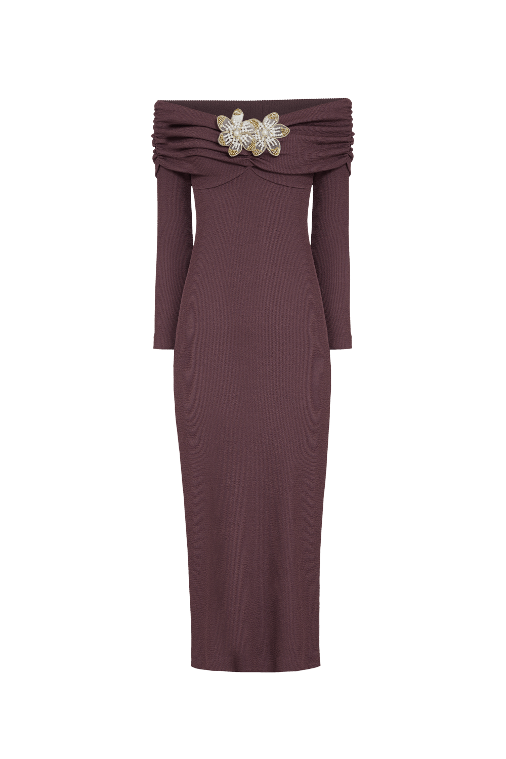 VESTIDO MIDI MALHA MERIAN MARROM