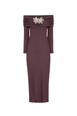 VESTIDO MIDI MALHA MERIAN MARROM