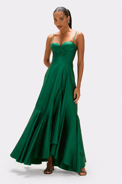 VESTIDO MIDI TAFETÁ  530 VERDE