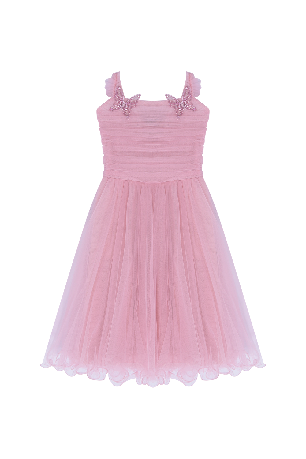 VESTIDO MIDI TULE BLOOMS ROSA CLARO