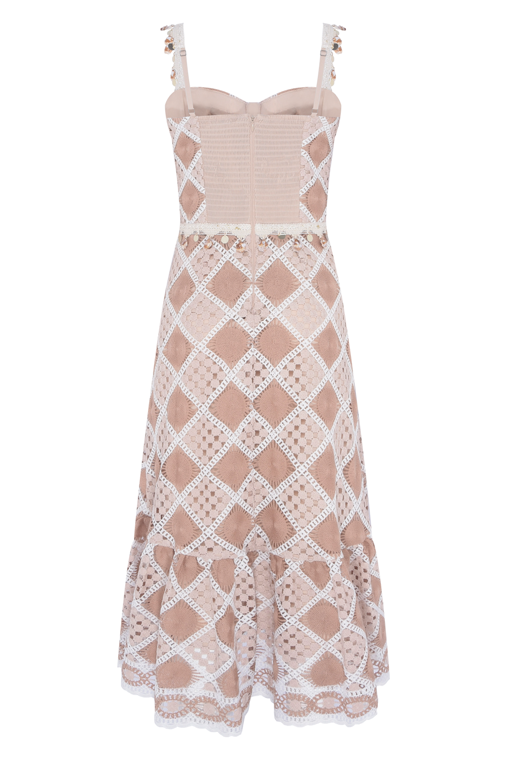 VESTIDO MIDI BOSSA CROCHET BEGE