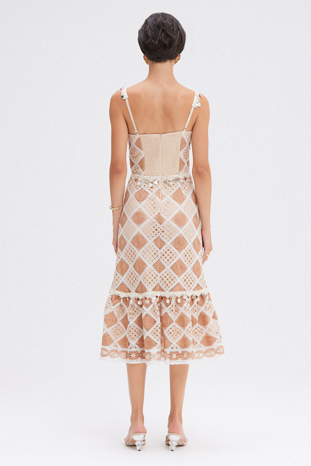 VESTIDO MIDI BOSSA CROCHET BEGE