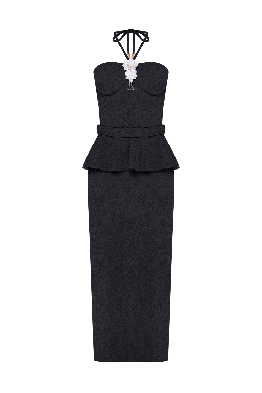 VESTIDO MIDI BREEZE JACQUARD PRETO