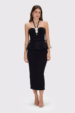 VESTIDO MIDI BREEZE JACQUARD PRETO