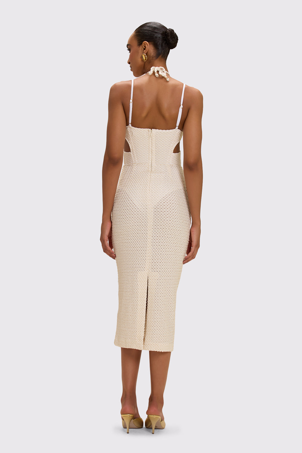 VESTIDO MIDI MALHA GAVEA OFF WHITE