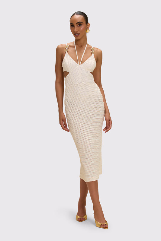 VESTIDO MIDI MALHA GAVEA OFF WHITE